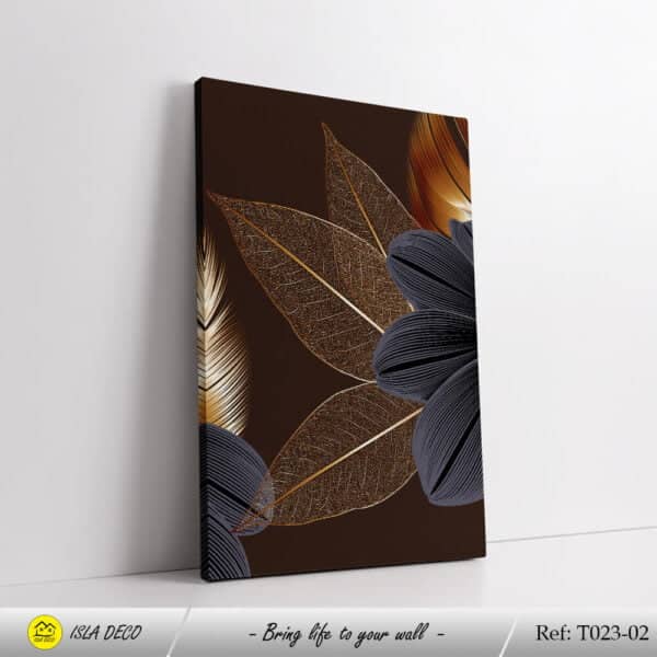 Feuilles doré et gris avec fond marron – Image 3