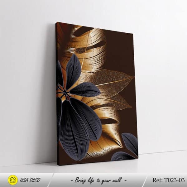 Feuilles doré et gris avec fond marron – Image 4