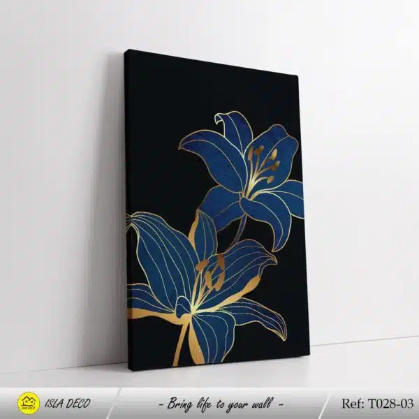 Fleurs dorées bleues abstraites – Image 4