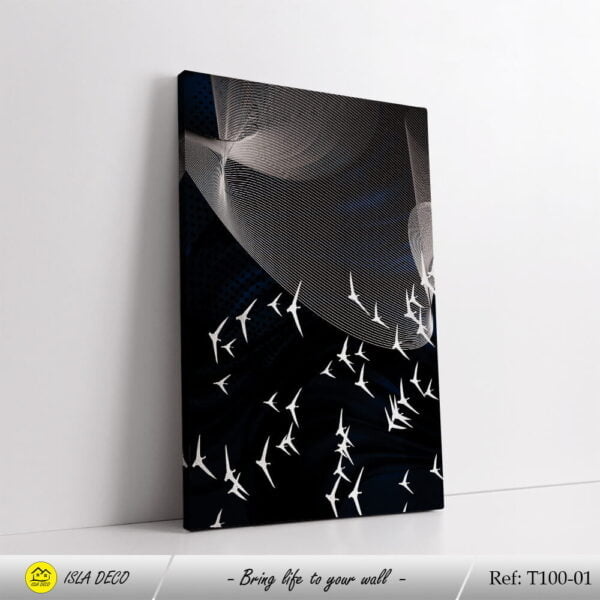 Abstrait oiseaux en blue et argent – Image 3