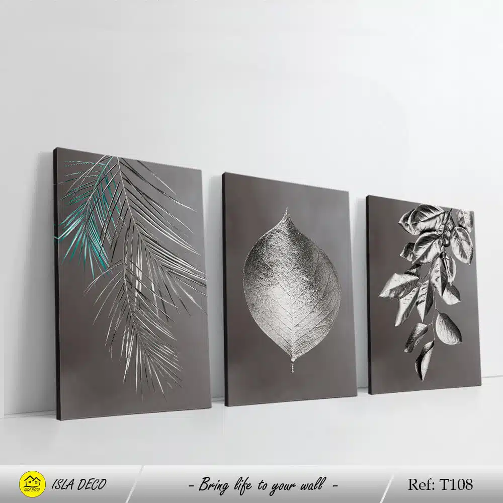 Feuilles argenté luxe avec fond gris