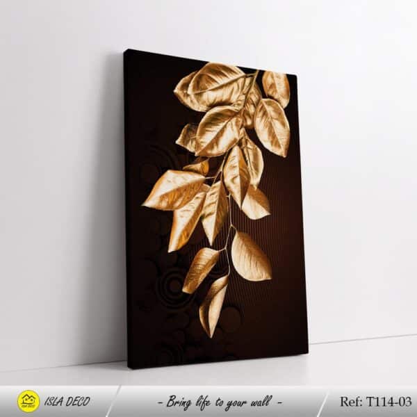 Feuilles d'or luxe avec fond marron – Image 4