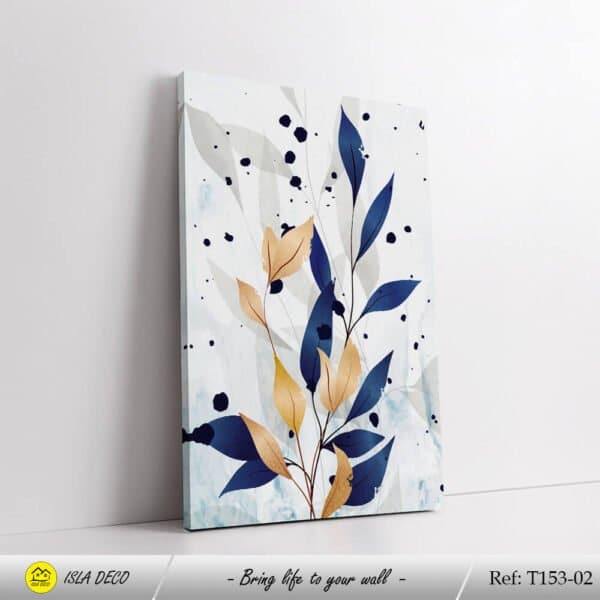 Bleu marine et or avec des plantes – Image 3