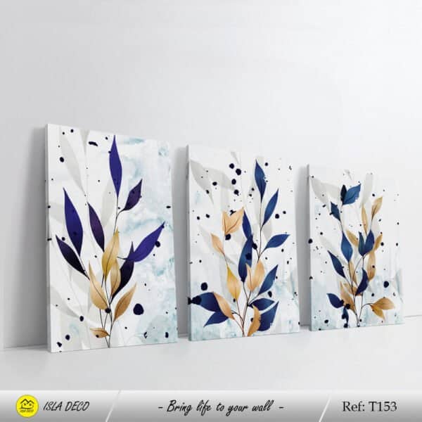 Bleu marine et or avec des plantes