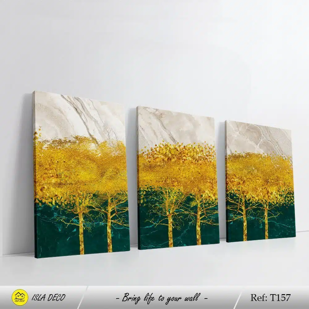 Nature arbres en doré et vert