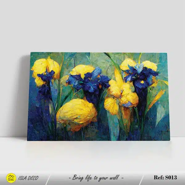Peinture florale jaune et bleu – Image 2