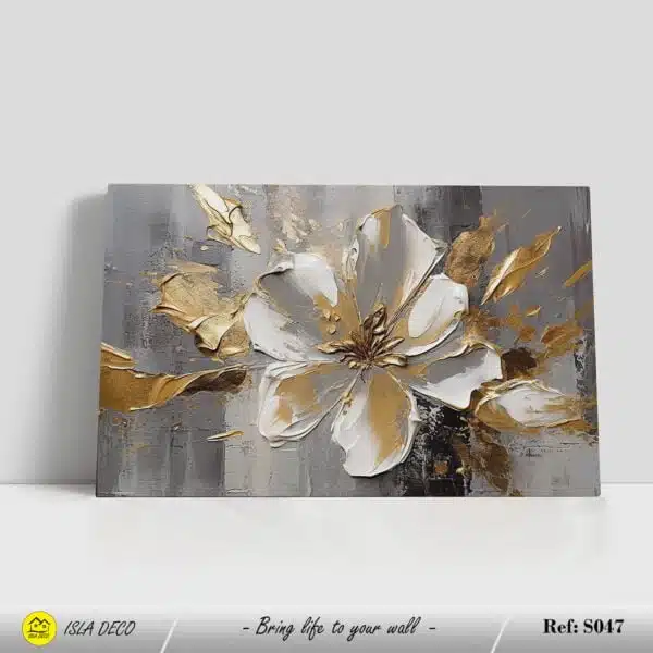 Effet peinture fleur blanche sur fond gris – Image 2