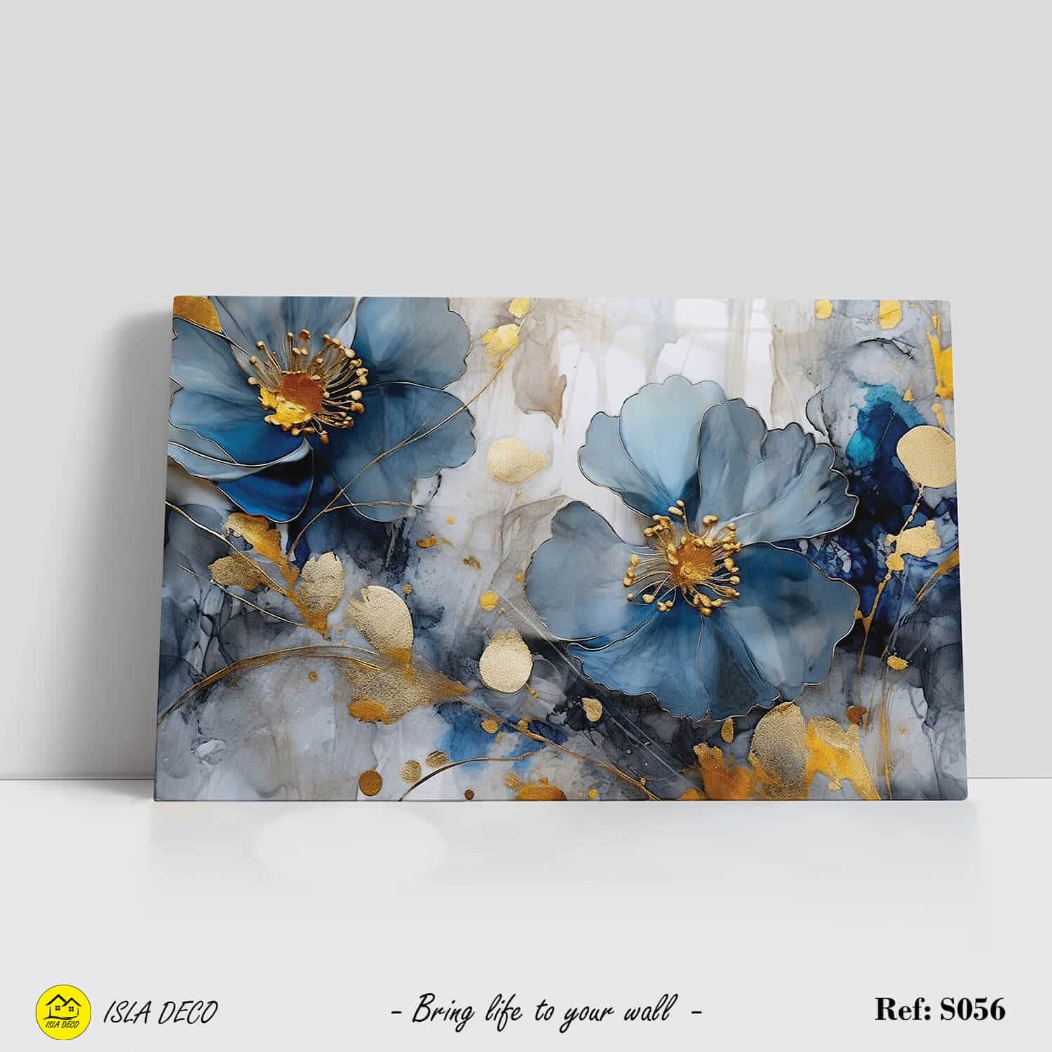 Éclat Floral en Bleu et Or – Image 2