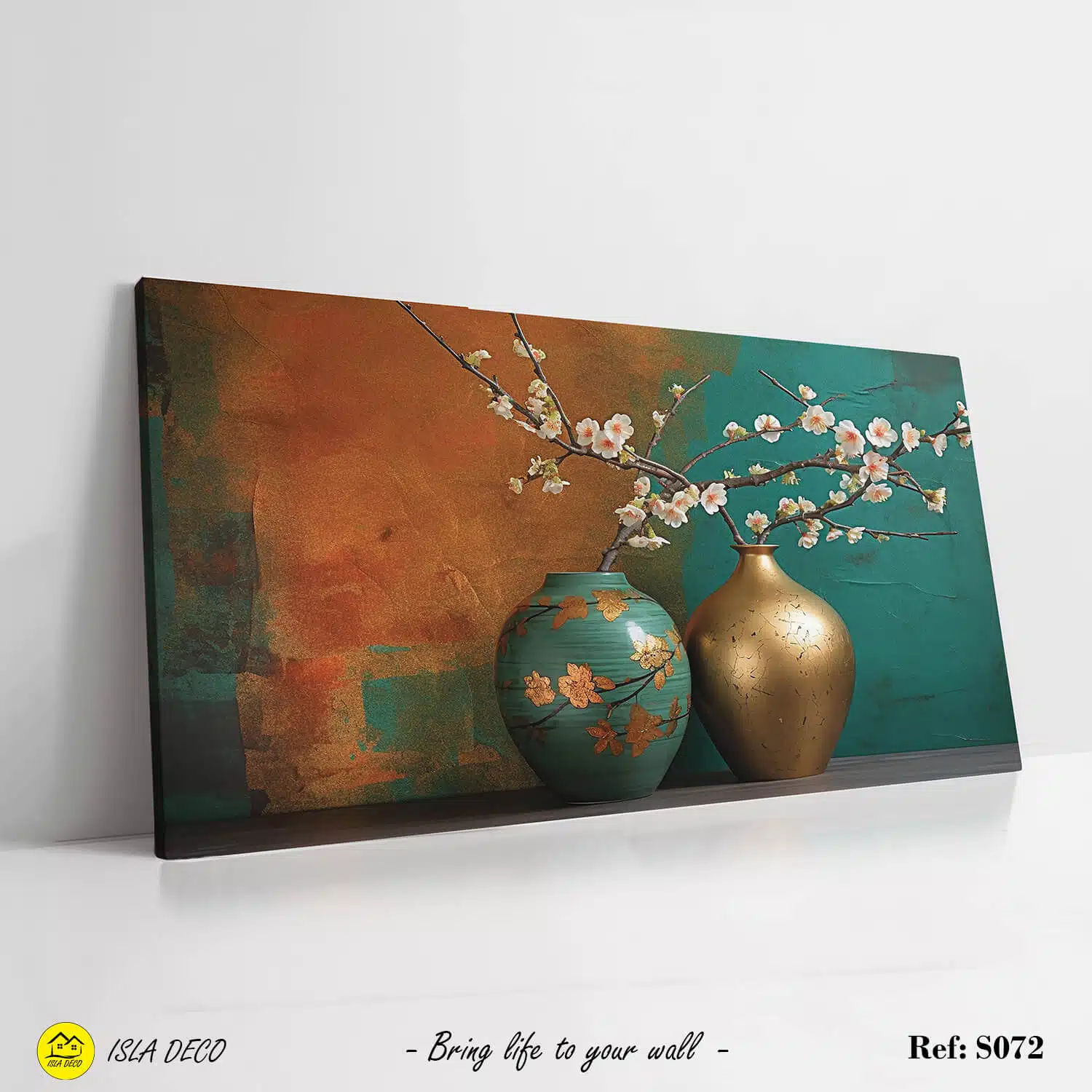 Art mural aux vases élégants et fleurs délicates