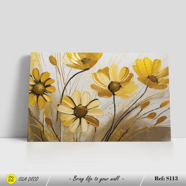 Peinture de fleurs jaunes sur un fond clair – Image 2