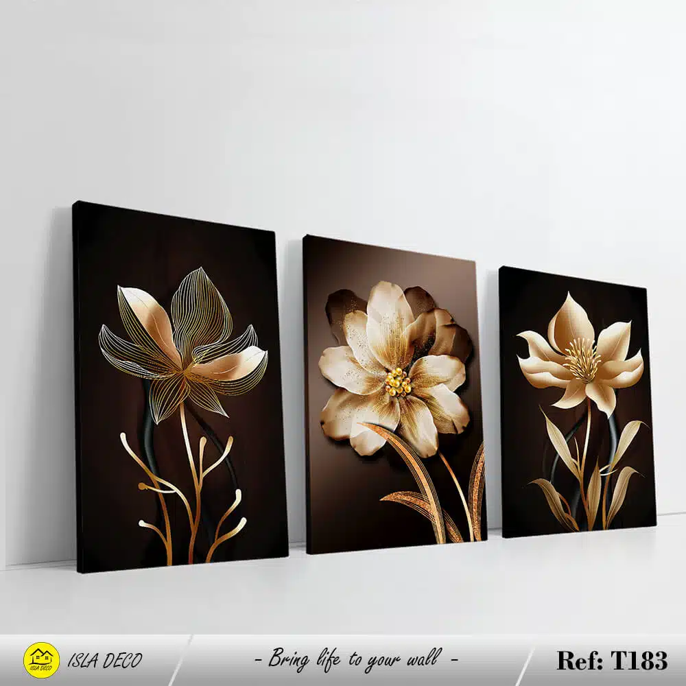 Fleurs dorés avec fond marron