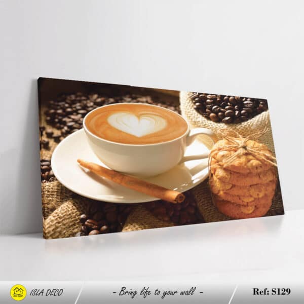 Art mural gourmand avec café, biscuits et grains de café pour cuisine