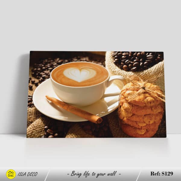 Art mural gourmand avec café, biscuits et grains de café pour cuisine – Image 3