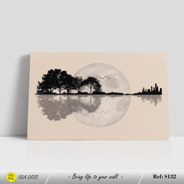 Tableau décoratif avec lune, arbres et reflet pour intérieur élégant – Image 3