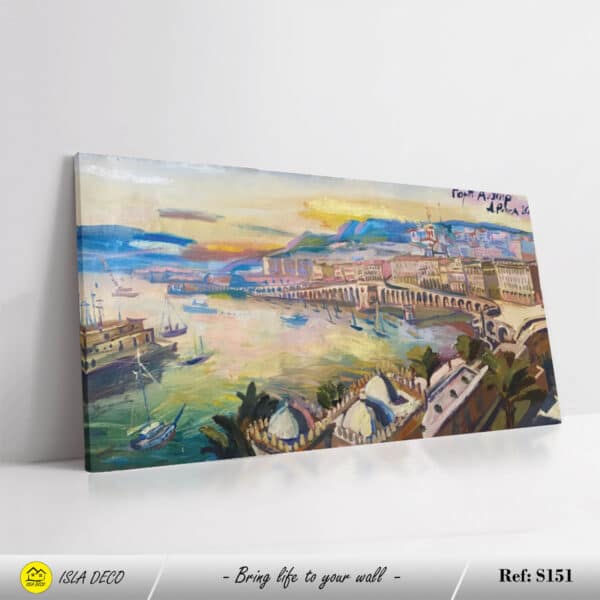 Effet peinture de paysage côtier avec vue sur le port d'Alger