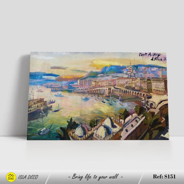 Effet peinture de paysage côtier avec vue sur le port d'Alger – Image 2