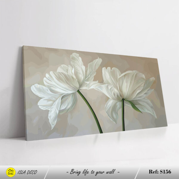 Toile élégante avec deux fleurs blanches délicates sur fond doux