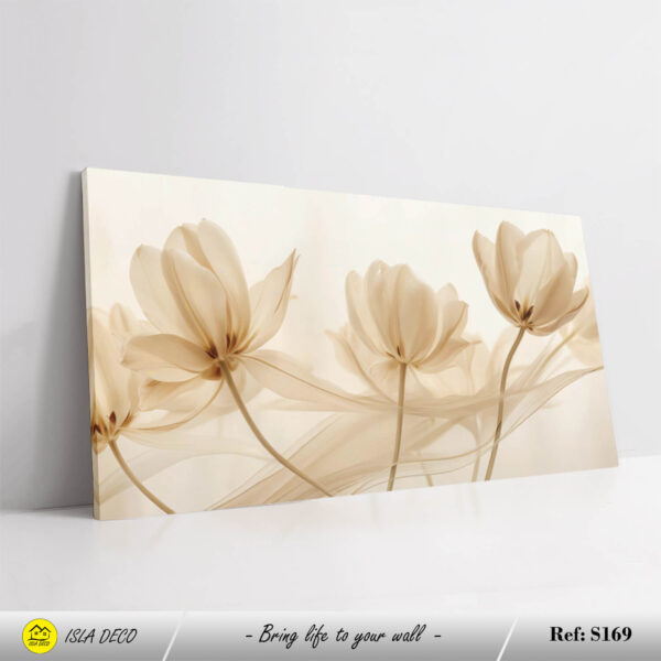 Peinture moderne de fleurs blanches translucides sur fond léger