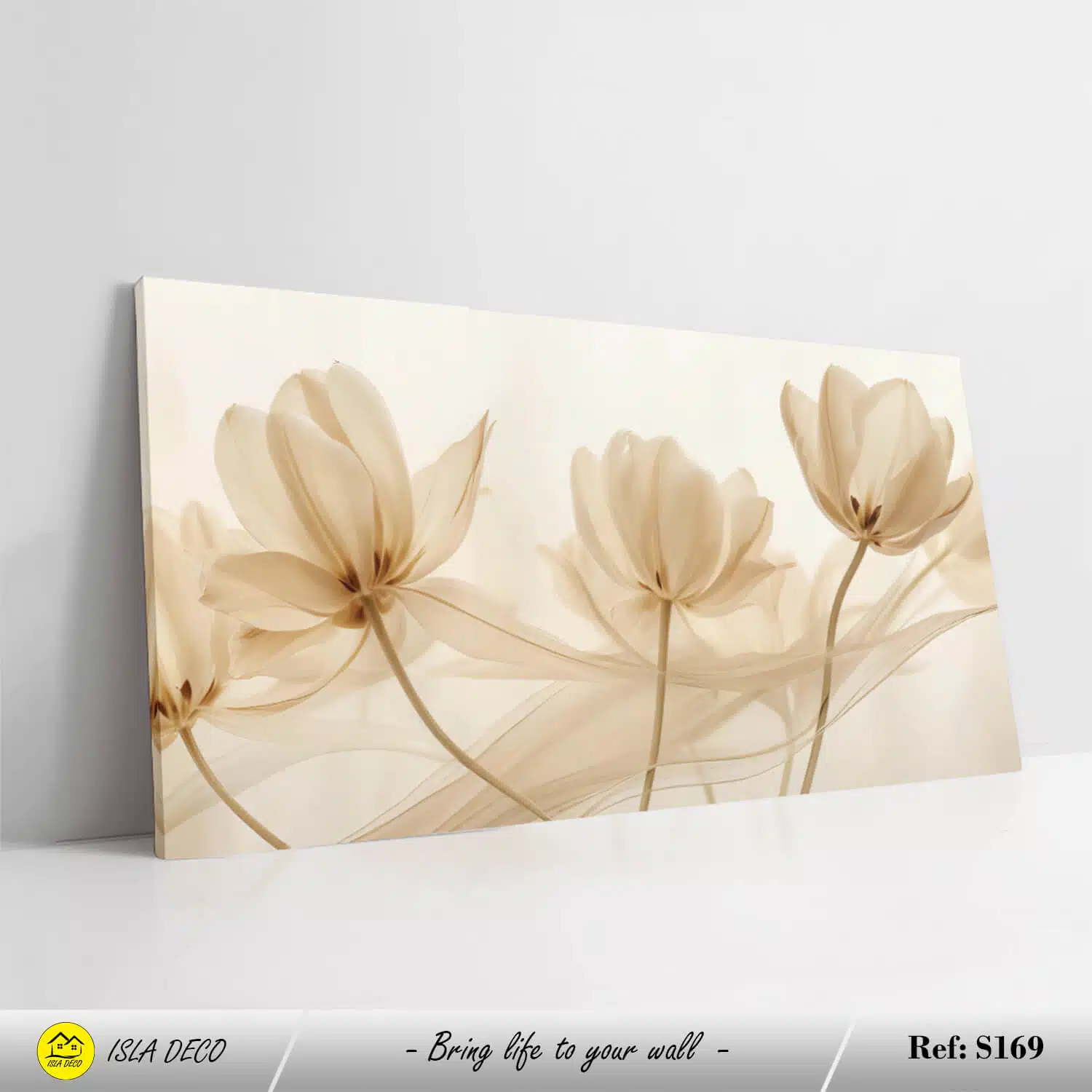 Peinture moderne de fleurs blanches translucides sur fond léger