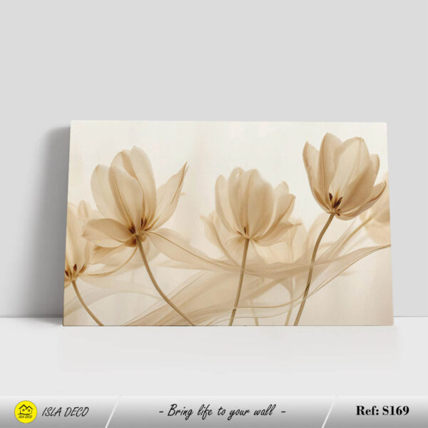 Peinture moderne de fleurs blanches translucides sur fond léger – Image 2