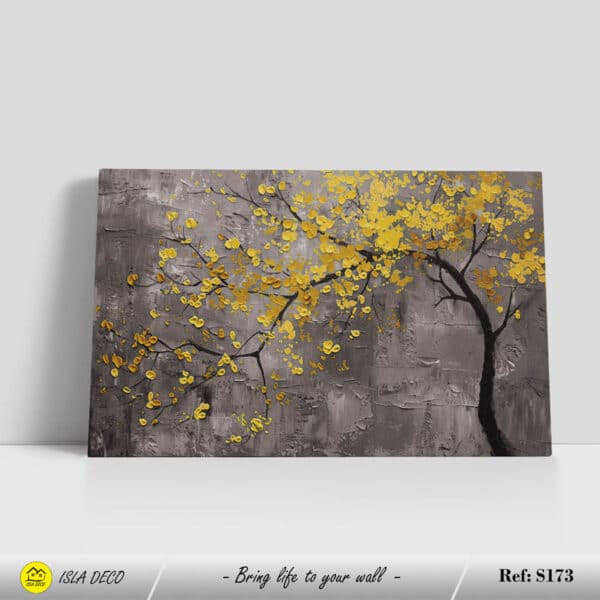 Tableau arbre jaune sur fond gris – Image 3