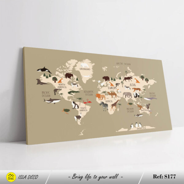 Carte du Monde avec Animaux Illustrés