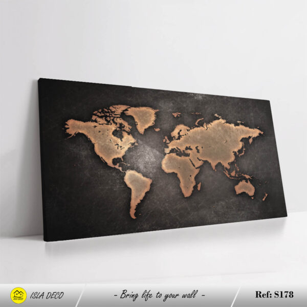 Carte du Monde en Cuivre sur Fond Sombre