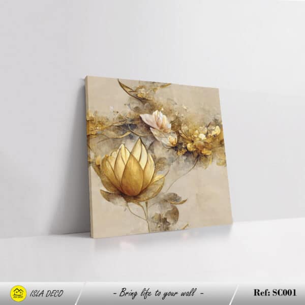 Peinture moderne avec lotus doré