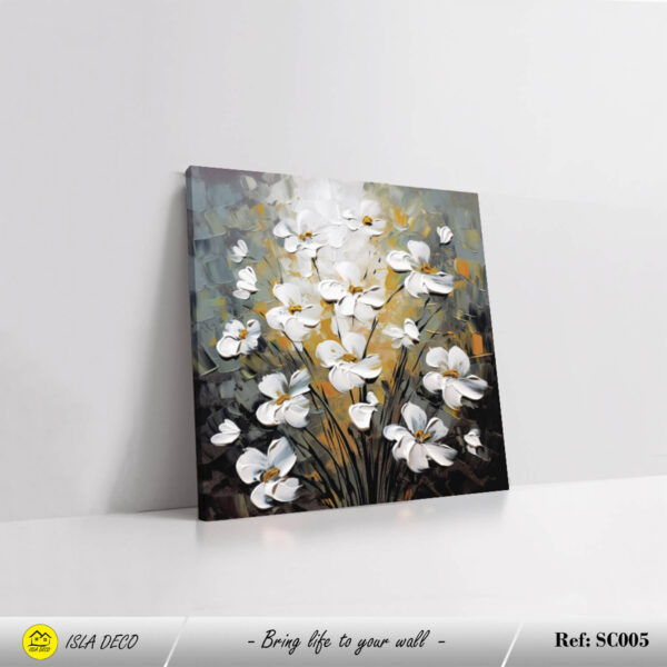 Tableau moderne abstrait floral blanc