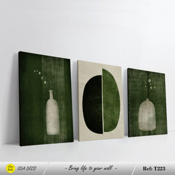 Peinture Géométrique avec Formes Vertes et Design Contemporain