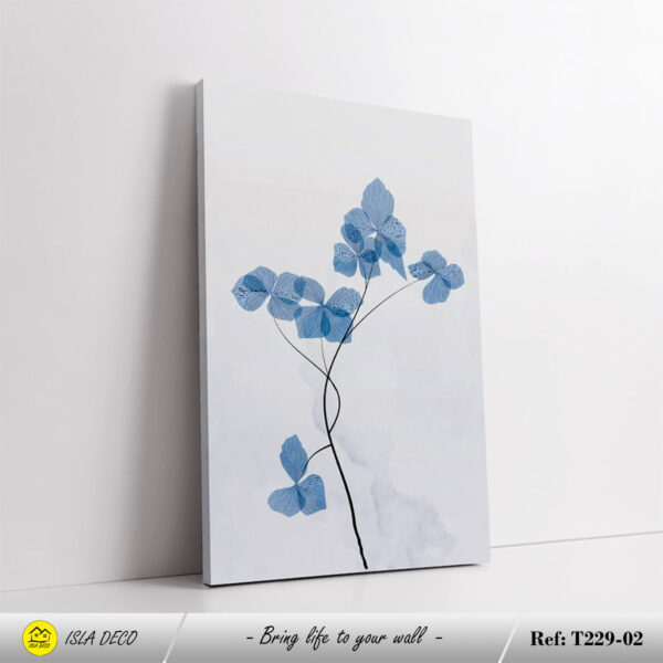 Art Floral Moderne avec Fleurs Bleues sur Fond Blanc – Image 4