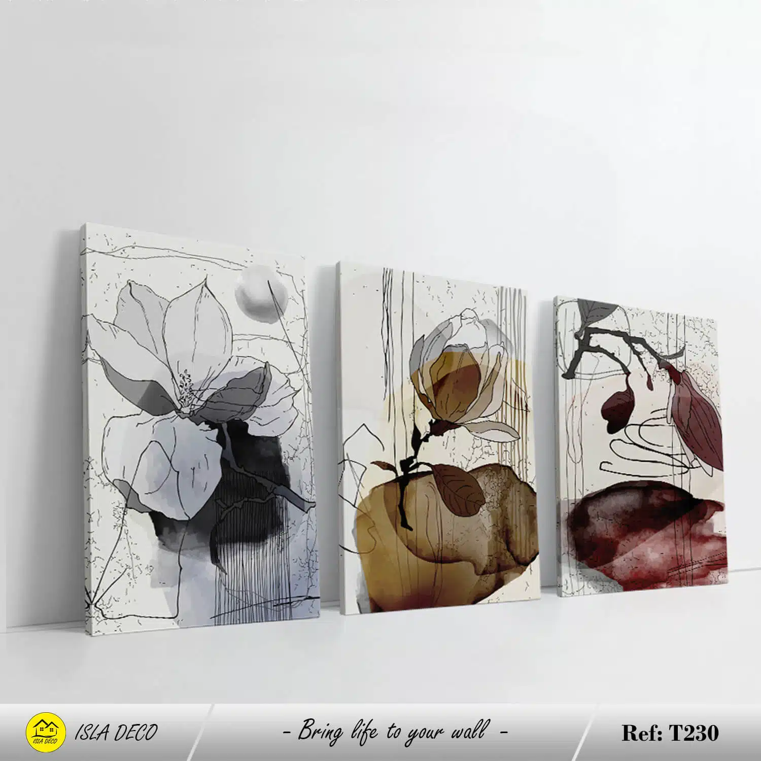 Peinture Abstraite de Fleurs avec Couleurs Subtiles et Élégantes