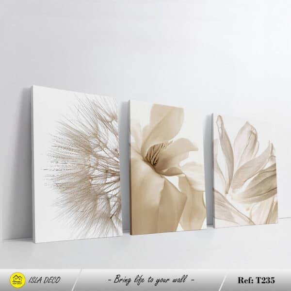 Décoration murale Douce de Fleurs dans des Tons Neutres pour Mur Élégant