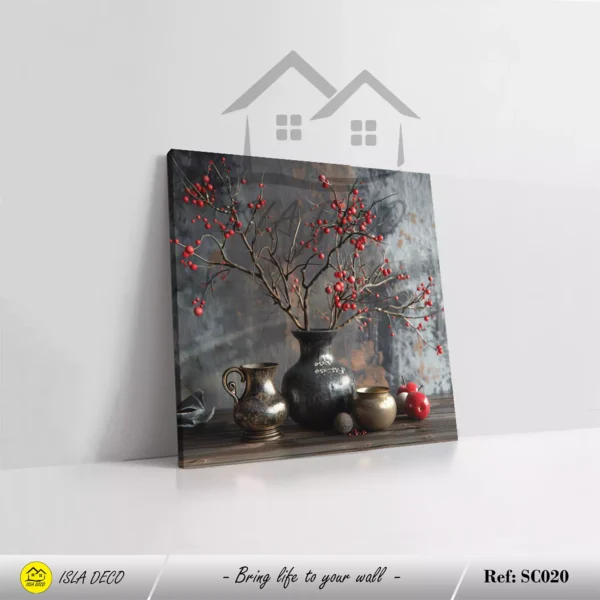 Nature morte aux tons gris et rouges