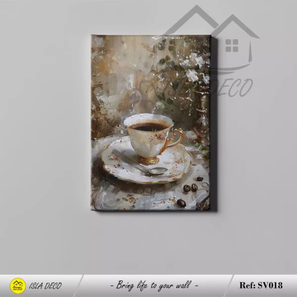 Peinture Murale Rustique avec Tasse de Café – Image 3