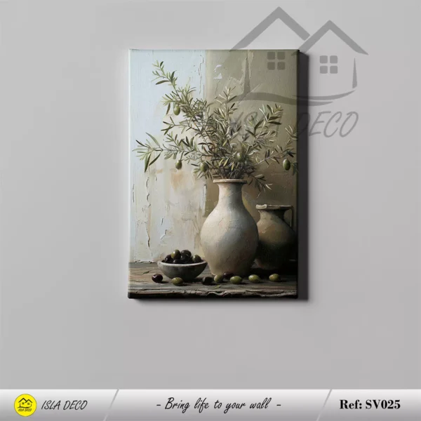 Vase avec Olives et Branches pour Décoration Murale – Image 3