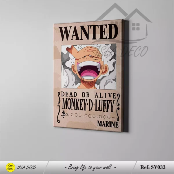 Tableau Wanted Luffy, Prime Gear 5 inspirée de One Piece