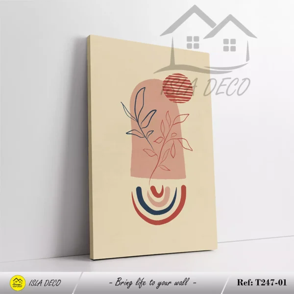 Art Moderne Triptyque avec Dessins Abstraits et Motifs Naturels – Image 2