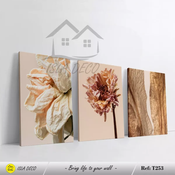 Art Mural Fleurs Fanées et Tons Neutres