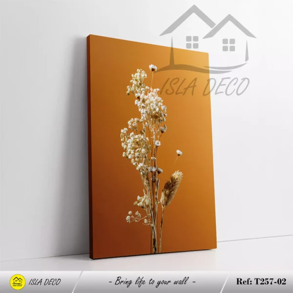 Cactus et Fleurs Sauvages sur Fond Orange – Image 3