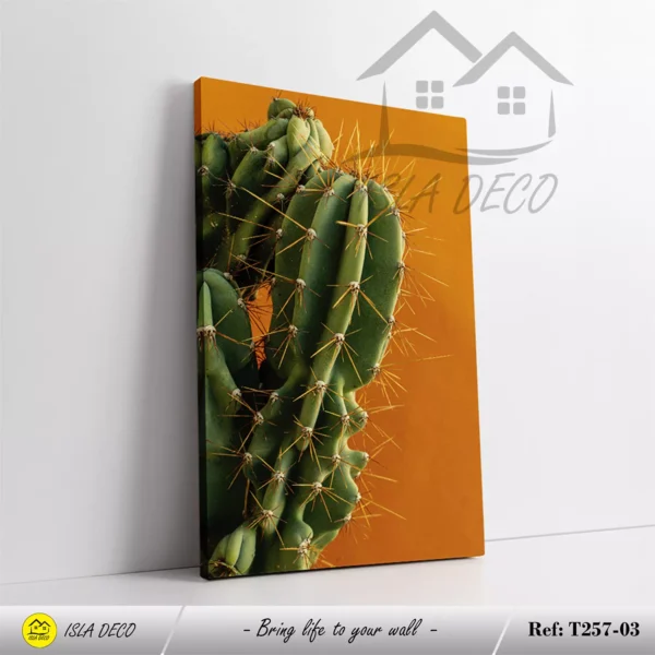 Cactus et Fleurs Sauvages sur Fond Orange – Image 4
